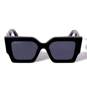 Off-White Catalina Rectangular Frame Sunglasses Black/Dark Grey/Gold